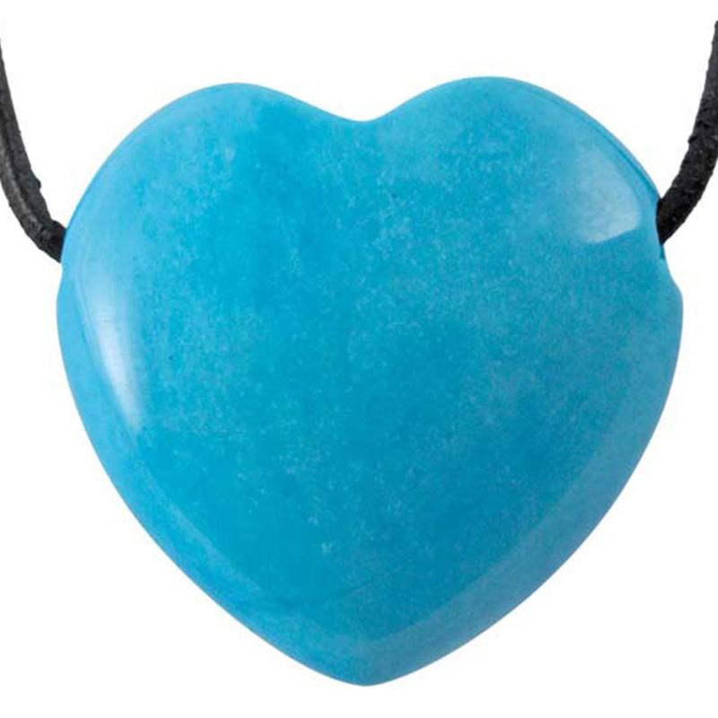 Coeur percé turquenite Chine A 30mm + cordon - La Boite à Cailloux