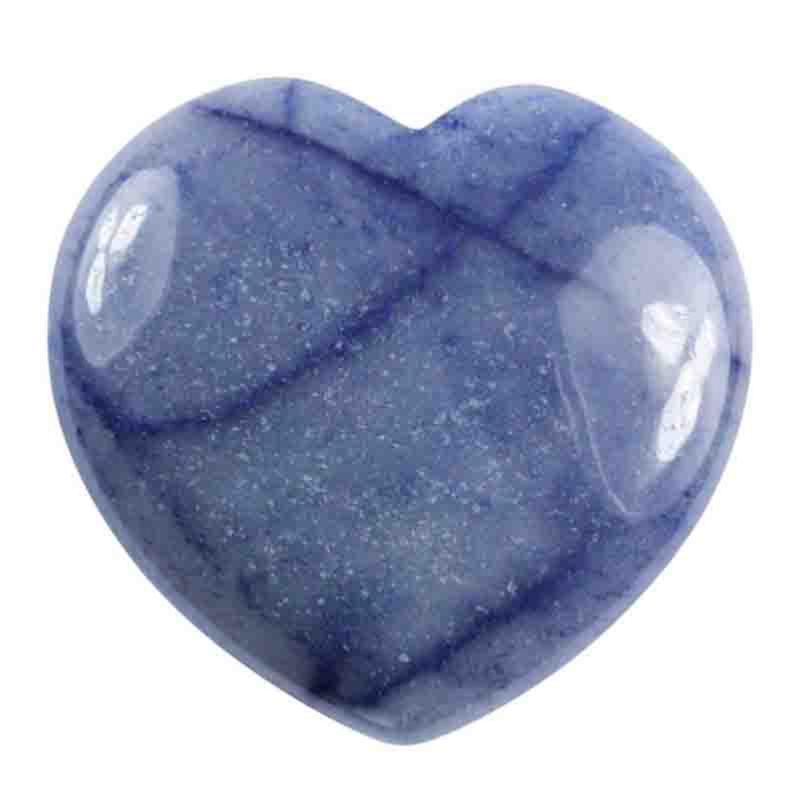 Coeur quartz bleu ou aventurine bleue Brésil A 15mm - La Boite à Cailloux
