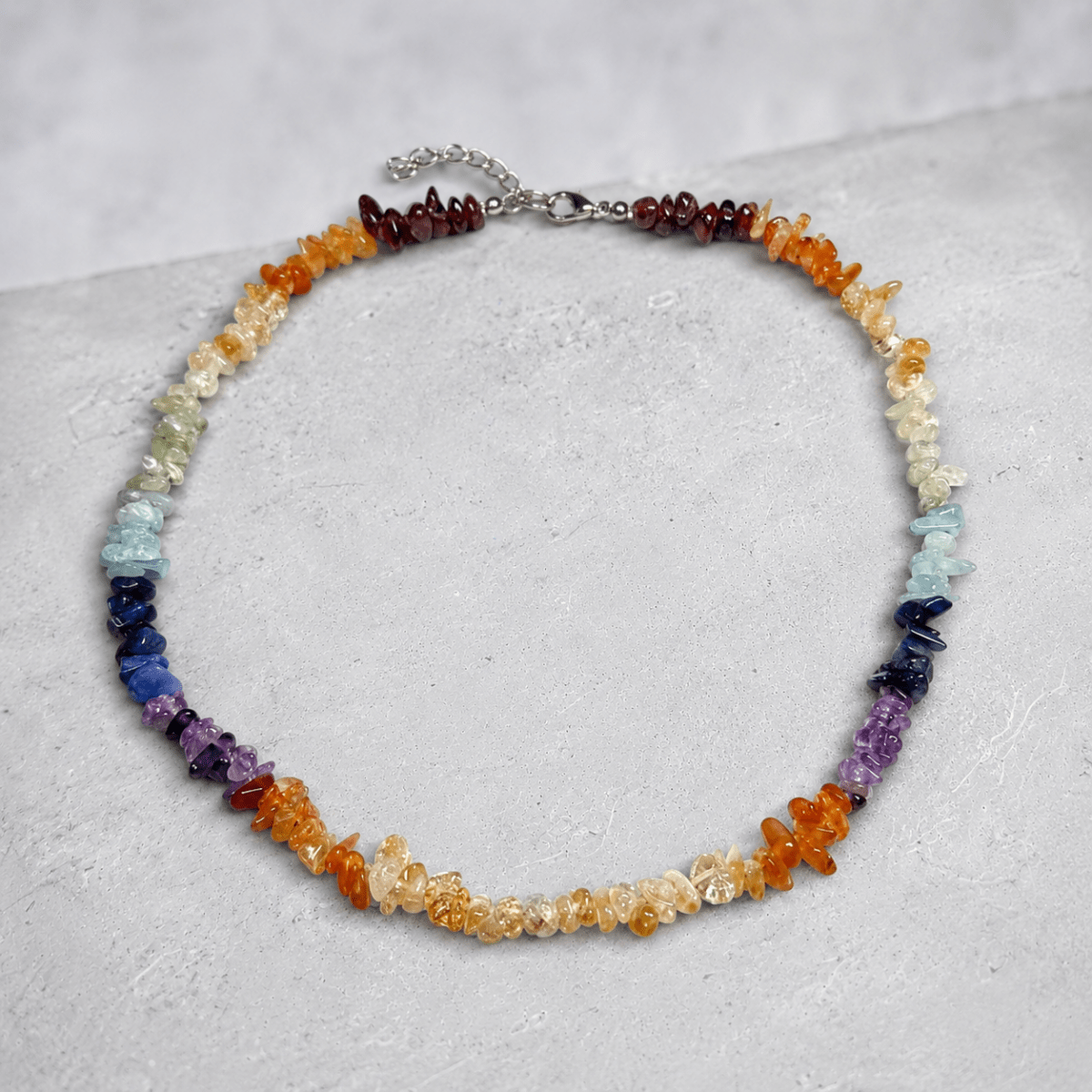 Collier 7 chakras perles baroques A (45 à 50cm) - La Boite à Cailloux