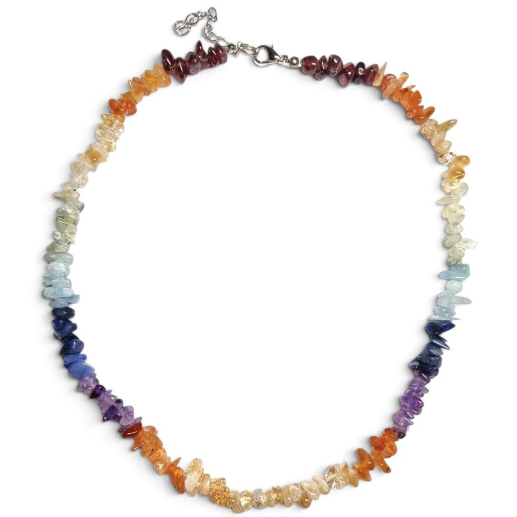 Collier 7 chakras en perles baroques naturelles, vue complète