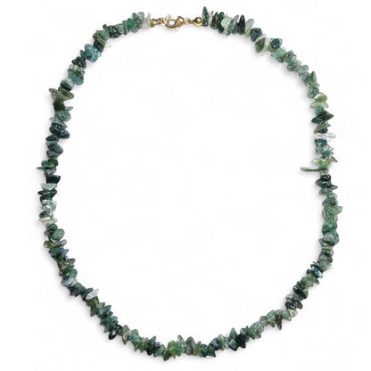 Collier agate mousse Brésil A (perles baroques) - 45cm - La Boite à Cailloux