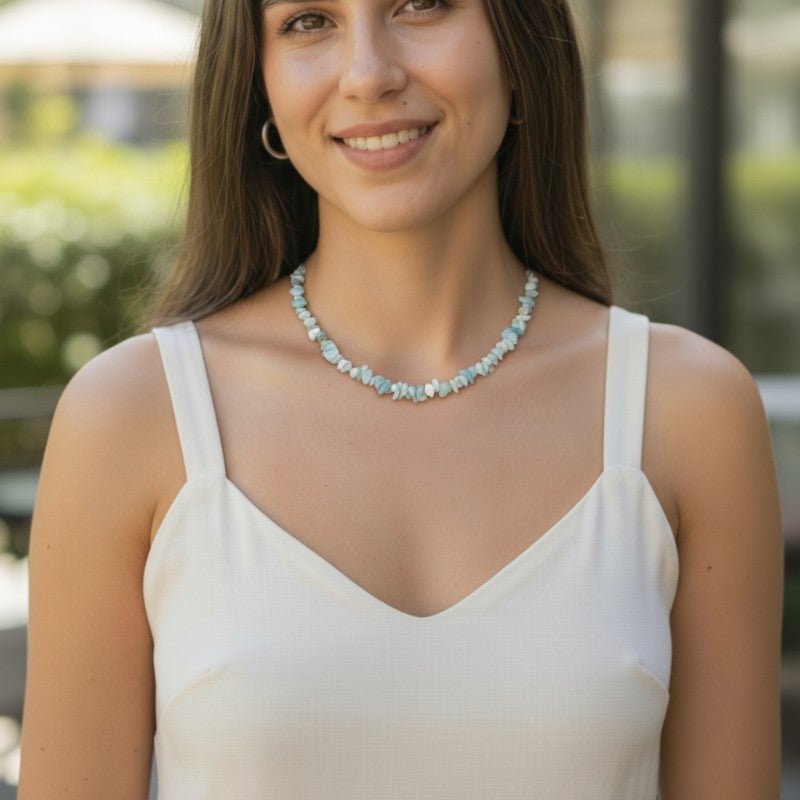 Collier amazonite Pérou A (perles baroques) - 45cm - La Boite à Cailloux