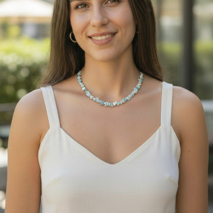 Collier amazonite Pérou A (perles baroques) - 45cm - La Boite à Cailloux