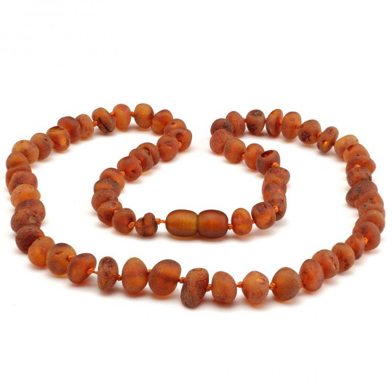 Collier ambre cognac dépoli Lituanie A (perles 6 - 7mm) 45cm - La Boite à Cailloux