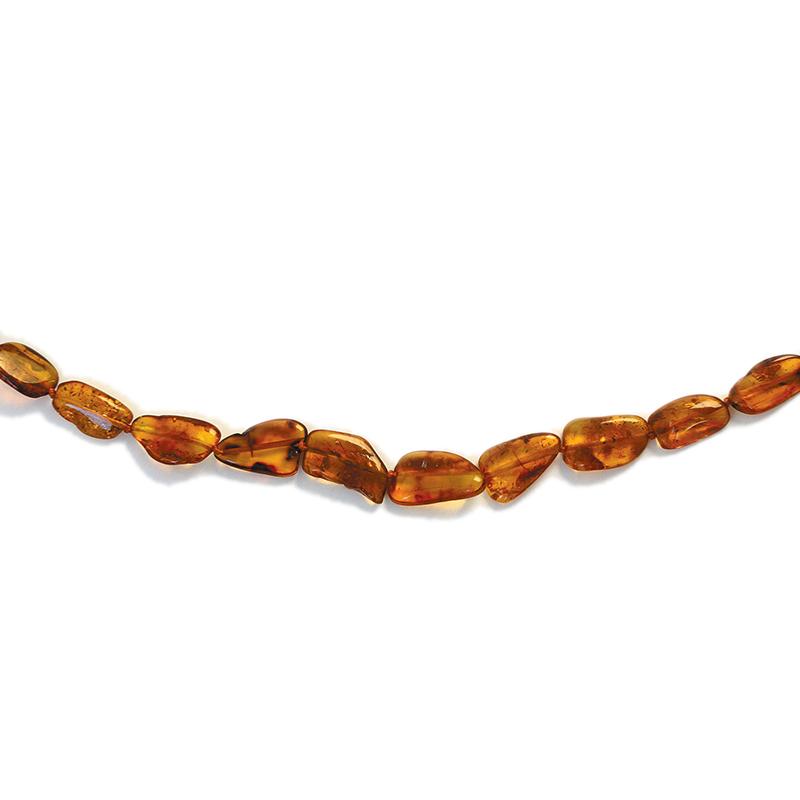 Collier ambre cognac Lituanie AA pierres roulées 45cm - La Boite à Cailloux