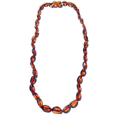 Amber necklace cognac Lithuania AA rolled stones 45cm