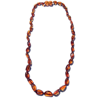 Collier ambre cognac Lituanie AA pierres roulées 45cm - La Boite à Cailloux
