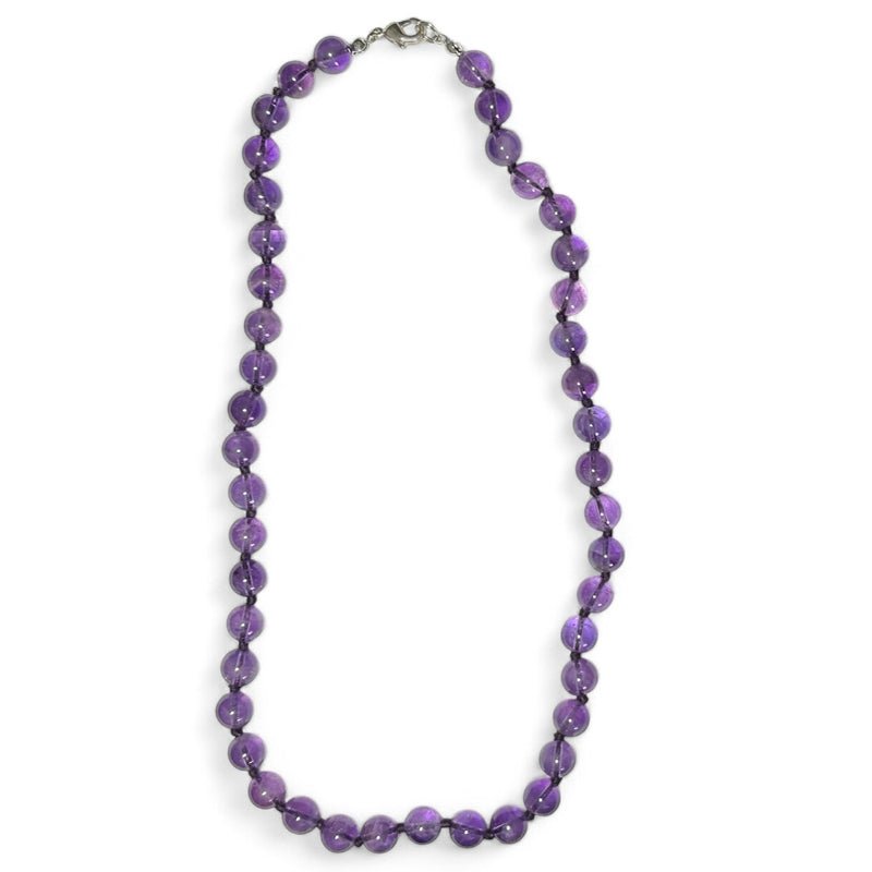 Collier améthyste Brésil A (boules 7 - 8mm) - 45cm - La Boite à Cailloux
