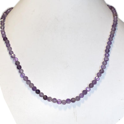 Collier améthyste Brésil AA (perles facettées 3 - 4mm) - 45cm - La Boite à Cailloux