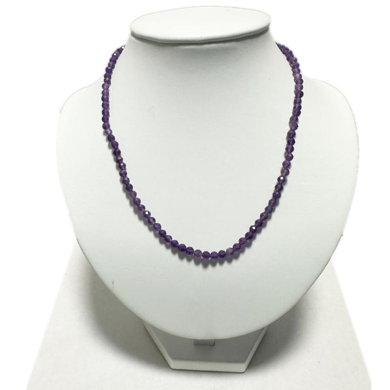 Collier améthyste Brésil AA (perles facettées 3 - 4mm) - 45cm - La Boite à Cailloux