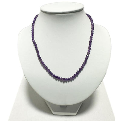 Collar de amatista AA de Brasil (cuentas facetadas de 3-4 mm) - 45 cm