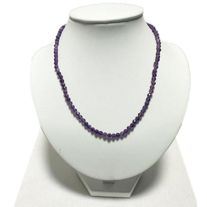 Collier améthyste Brésil AA (perles facettées 3 - 4mm) - 45cm - La Boite à Cailloux