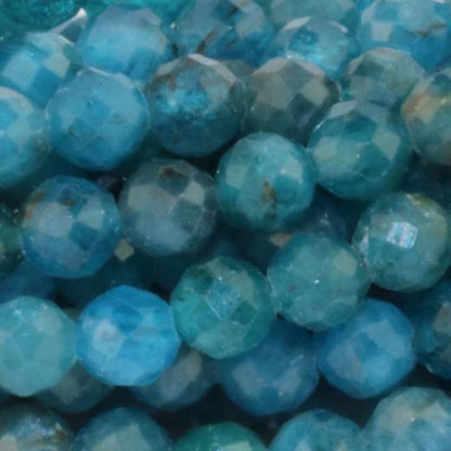 Collier apatite bleue Brésil AA (perles facettées 3 - 4mm) - 45cm - La Boite à Cailloux