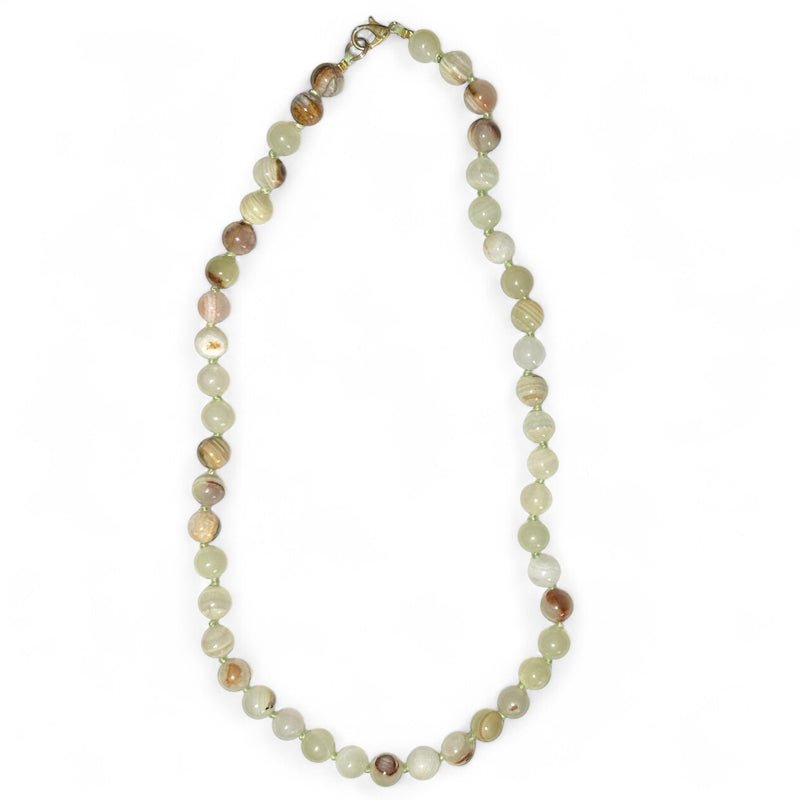 Collier aragonite verte Pakistan A (boules 8mm) - 45cm - La Boite à Cailloux