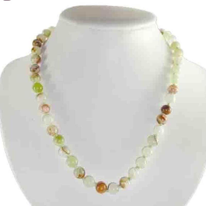 Collier aragonite verte Pakistan A (boules 8mm) - 45cm - La Boite à Cailloux