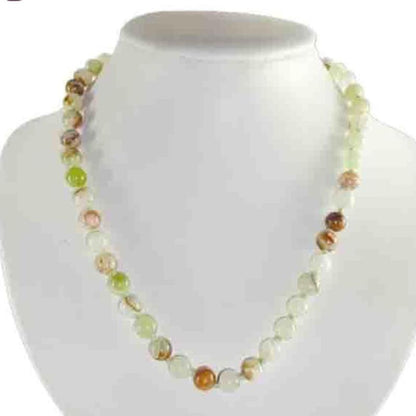 Collier aragonite verte Pakistan A (boules 8mm) - 45cm - La Boite à Cailloux