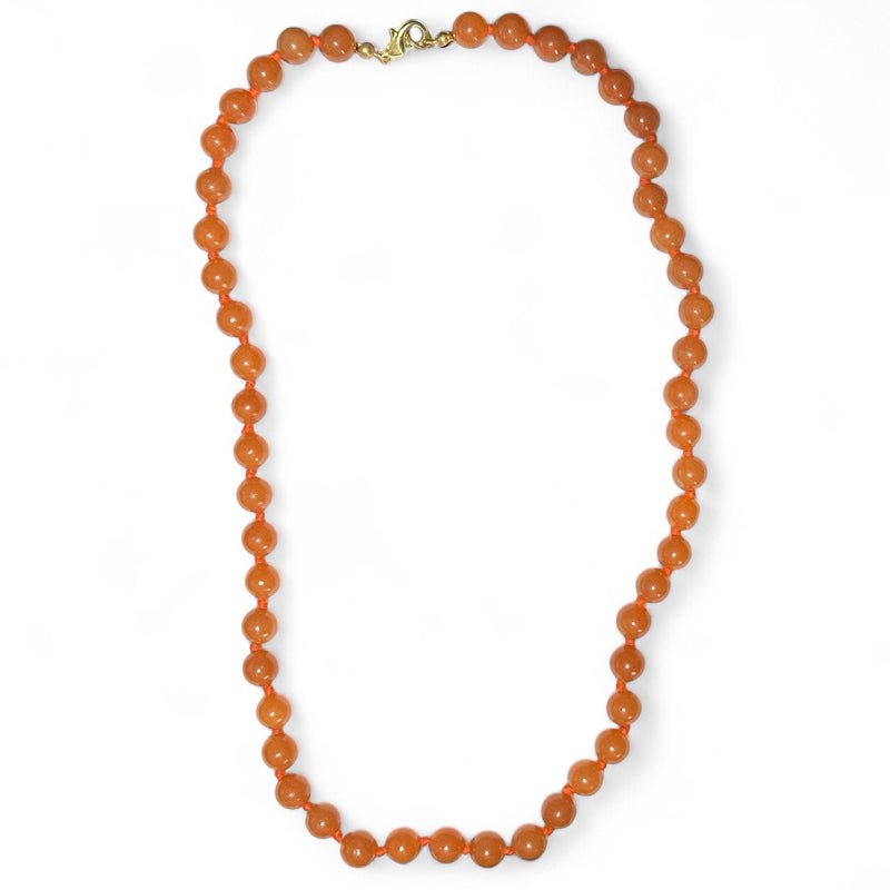 Collier aventurine rouge Brésil A (boules 8mm) - 45cm - La Boite à Cailloux