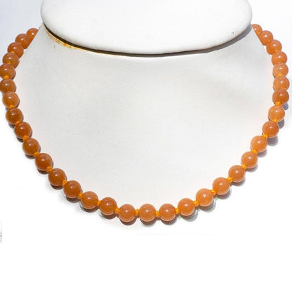Collier aventurine rouge Brésil A (boules 8mm) - 45cm - La Boite à Cailloux
