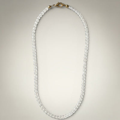 Collier cristal de roche Brésil A (boules 3-4 mm) 43 cm