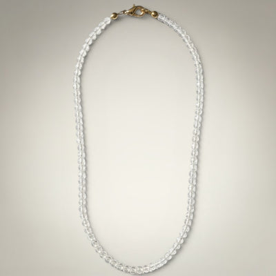 Collier cristal de roche Brésil A (boules 3-4 mm) 43 cm