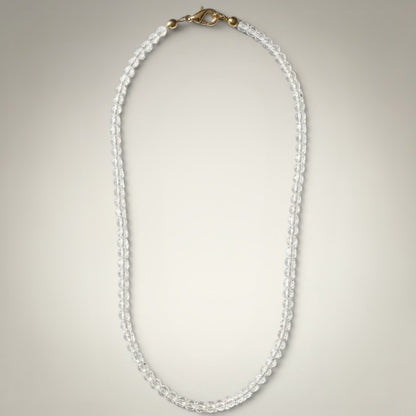 Collier en cristal de roche du Brésil qualité A avec perles rondes de 3 à 4 mm