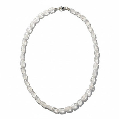 Collier cristal de roche Brésil AA (pierres plates 10mm) - La Boite à Cailloux
