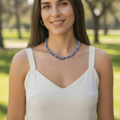 Collier cyanite bleue Inde AA (perles baroques) - 45cm - La Boite à Cailloux