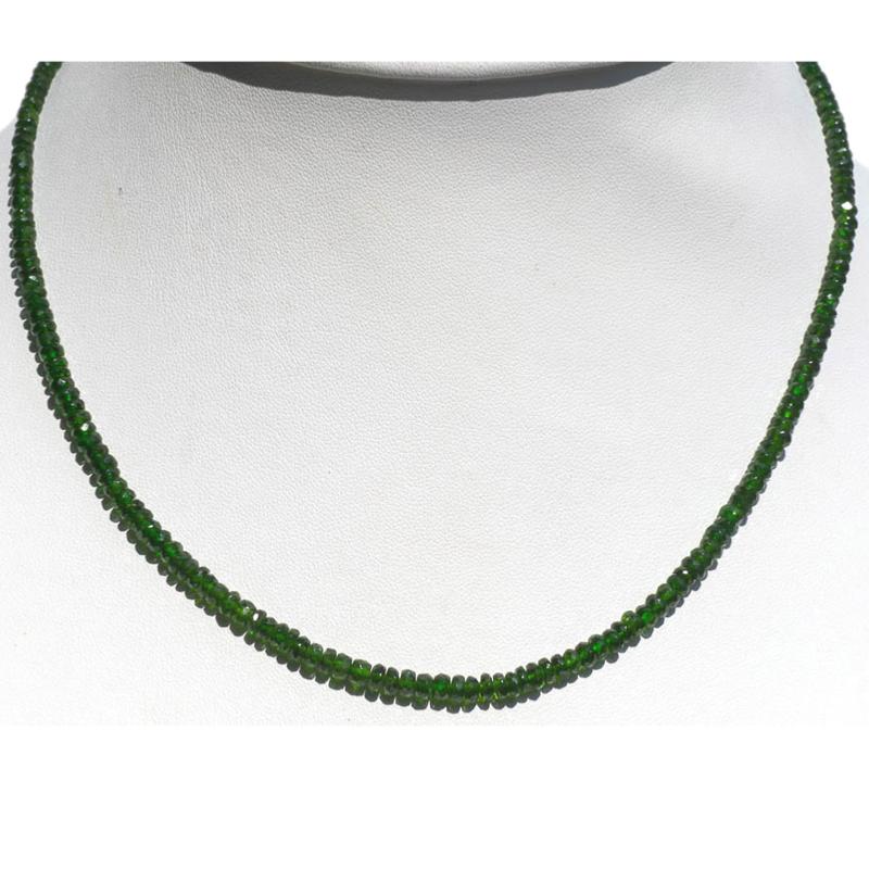 Collier diopside chrome Brésil AAA (perles facettées 3mm) - 46cm - La Boite à Cailloux