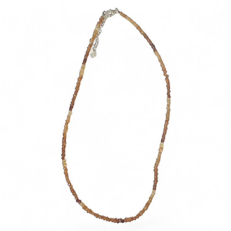 Collier grenat brun hessonite Tanzanie AA argent 925 - La Boite à Cailloux