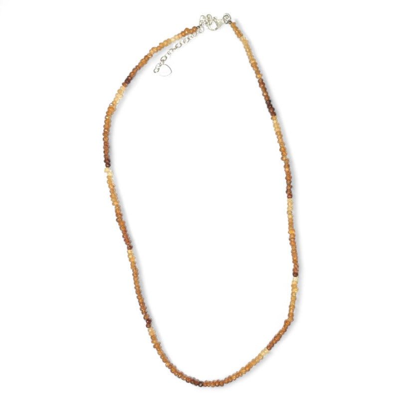 Collier grenat brun hessonite Tanzanie AA argent 925 - La Boite à Cailloux