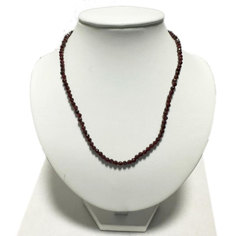 Collier grenat rouge almandin Inde AA (perles facettées 3 - 4mm) - 45cm - La Boite à Cailloux
