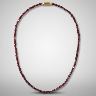 Collier grenat rouge almandin Inde AA  (perles rectangulaires) -  46cm