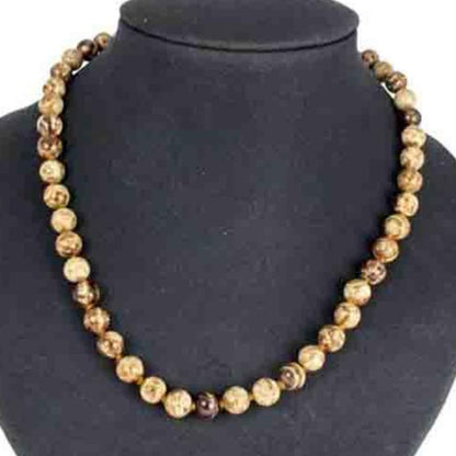 Collier jaspe léopard Brésil A (boules 8mm) - 45cm - La Boite à Cailloux