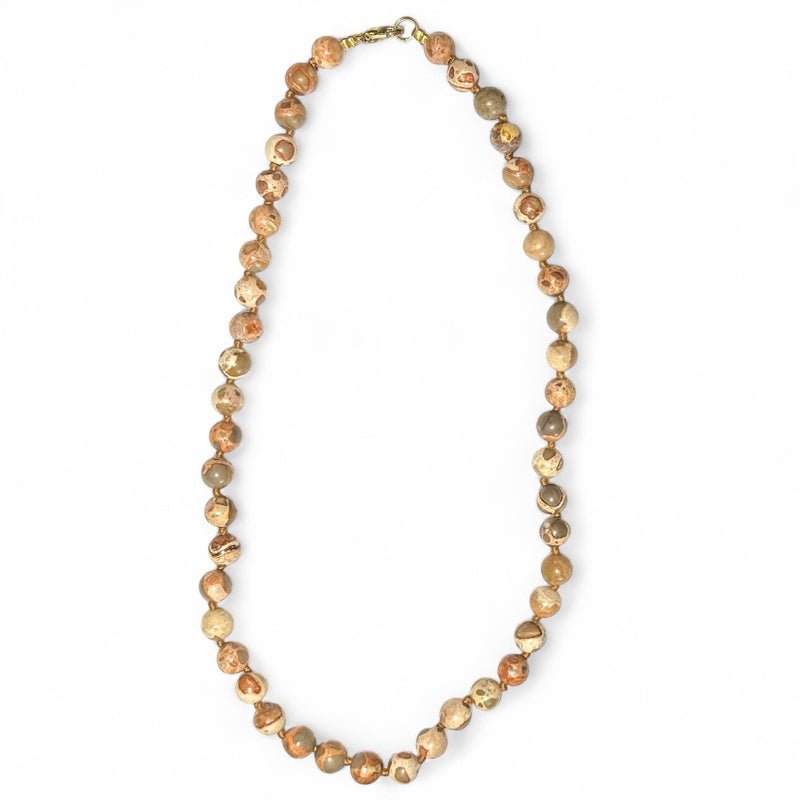 Collier jaspe léopard Brésil A (boules 8mm) - 45cm - La Boite à Cailloux