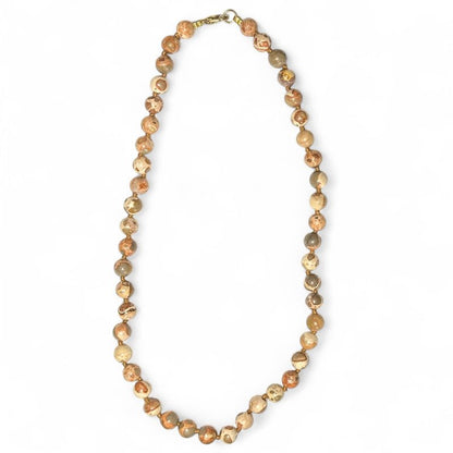 Collier jaspe léopard Brésil A (boules 8mm) - 45cm - La Boite à Cailloux