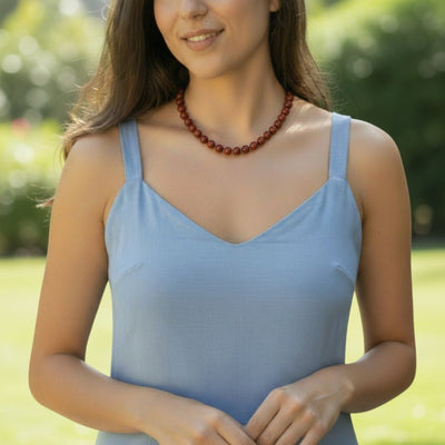 South Africa red jasper necklace A (8mm balls) - 45cm