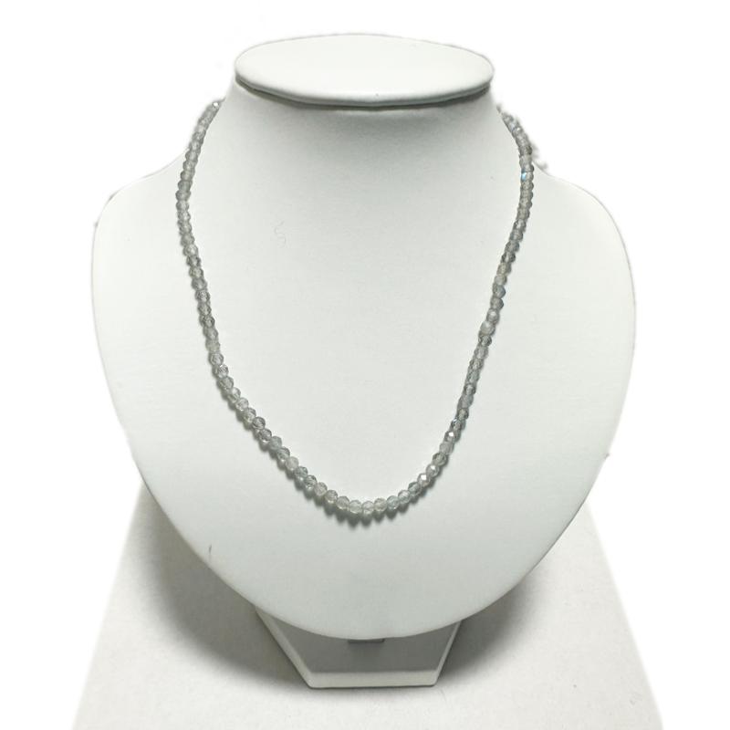 Collier labradorite Madagascar AA (perles facettées 3 - 4mm) - 45cm - La Boite à Cailloux