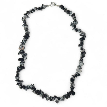 Collier obsidienne neige Mexique A (perles baroques ) - 45cm - La Boite à Cailloux