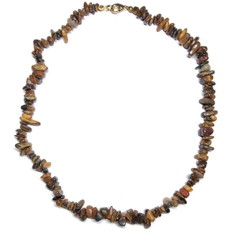 Collier oeil de tigre Afrique du Sud A (perles baroques) - 45cm - La Boite à Cailloux