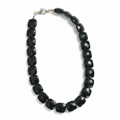 Collier en onyx du Brésil AA avec perles carrées facettées de 14 mm