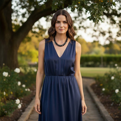 Collier onyx Brésil AA (perles carrées facettées)