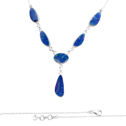 Collier opale doublet Australie AAA argent 925 - La Boite à Cailloux