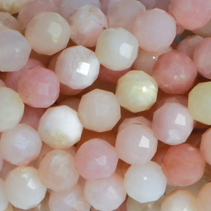 Collier opale rose Pérou AA (perles facettées 3 - 4mm) - 45cm - La Boite à Cailloux