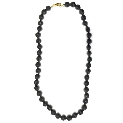 Collier pierre de lave Chine A (boules 7 - 8mm) 45cm - La Boite à Cailloux