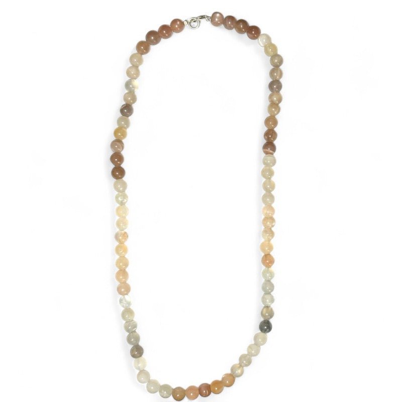 Collier pierre de lune multicolore Inde A (boules 7 - 8mm) - 47cm - La Boite à Cailloux