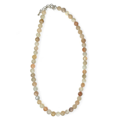 Collier pierre de lune multicolore Inde A (boules 7 - 8mm) - 47cm - La Boite à Cailloux