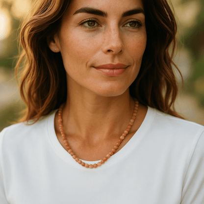 Collier pierre de soleil Inde AA (perles facettées 3 - 4mm) - 45cm - La Boite à Cailloux