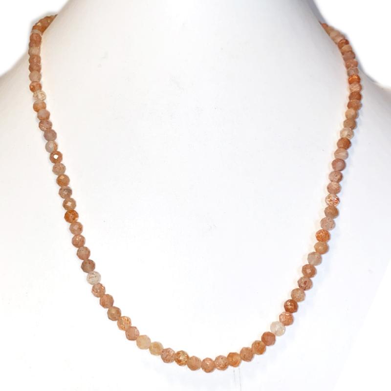 Collier pierre de soleil Inde AA (perles facettées 3 - 4mm) - 45cm - La Boite à Cailloux