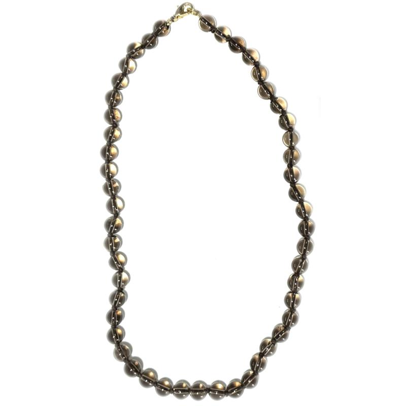 Collier quartz fumé Etats - Unis A (boules 7 - 8mm) 45cm - La Boite à Cailloux