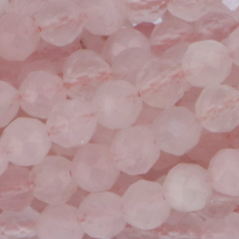 Collier quartz rose Brésil AA (perles facettées 3 - 4mm) - 45cm - La Boite à Cailloux